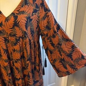 Natural Life Dress Fern Print Tier Dress Lg
